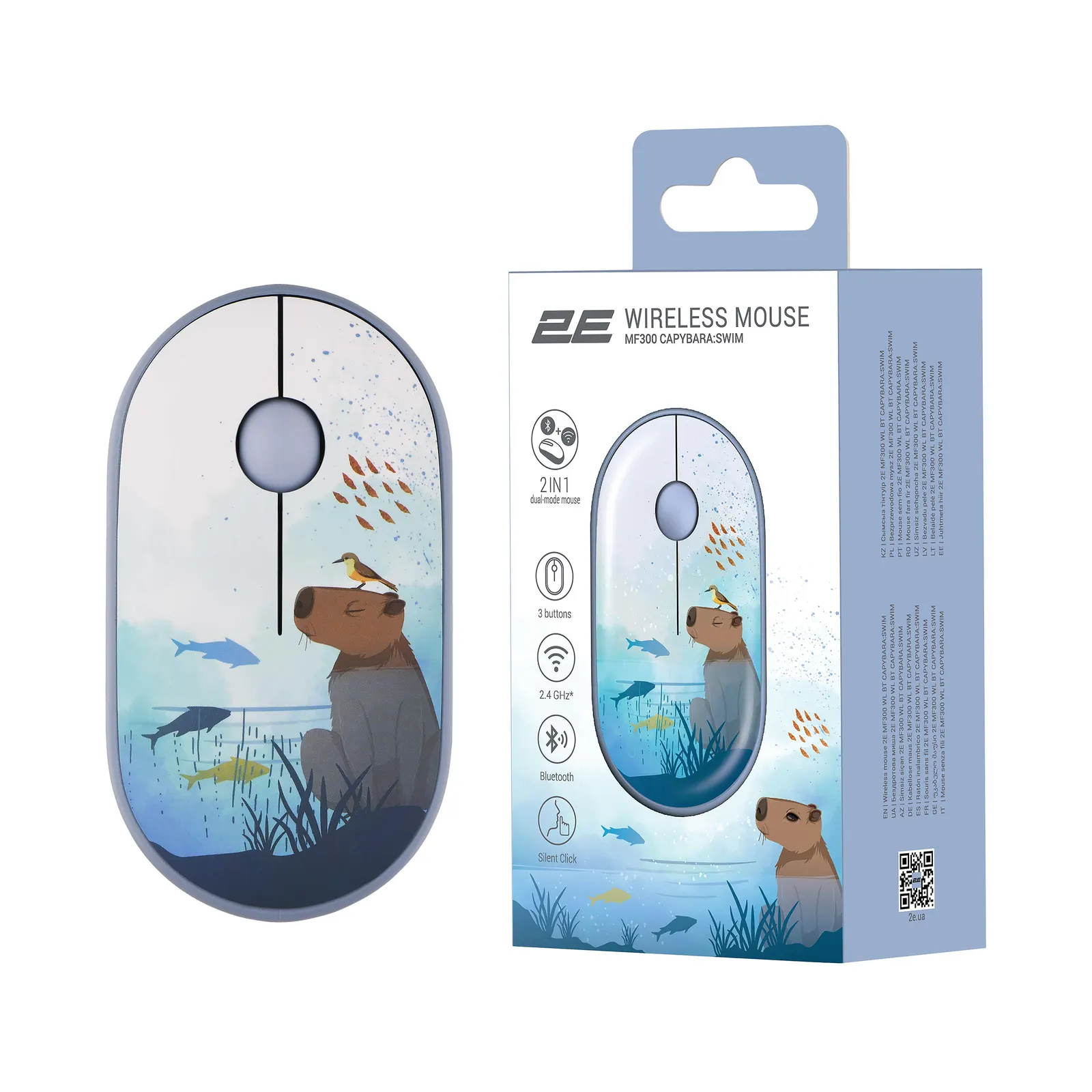 მაუსი 2E Mouse MF300 CAPYBARA:SWIM Silent WL BT, Blue