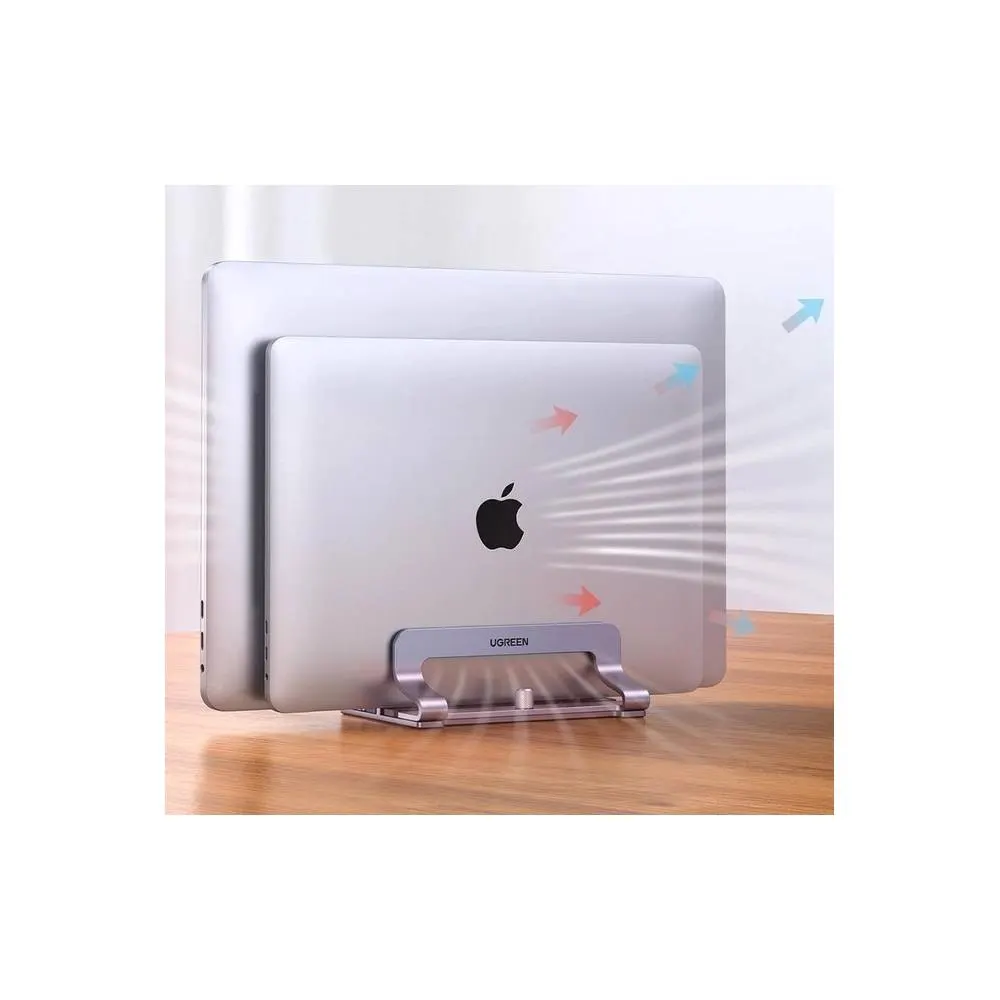 ნოუთბუქის სადგამი UGREEN LP258 (60643), Vertical Dual Slots Laptop Stand, Silver