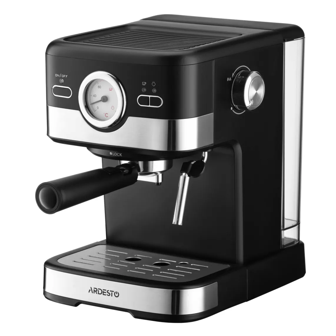 ყავის აპარატი Ardesto coffee maker carob 1.5l, ground, hand capuchino maker, black-silver