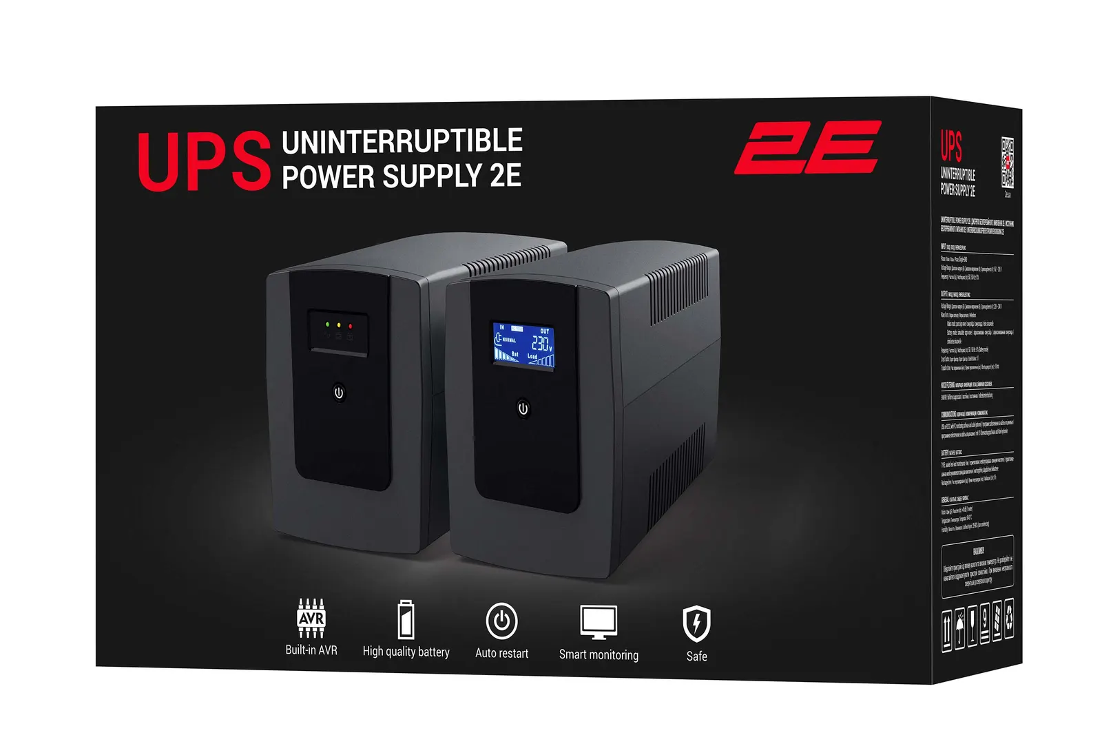 2E ED1200, 200VA/720W, LED, 3xSchuko