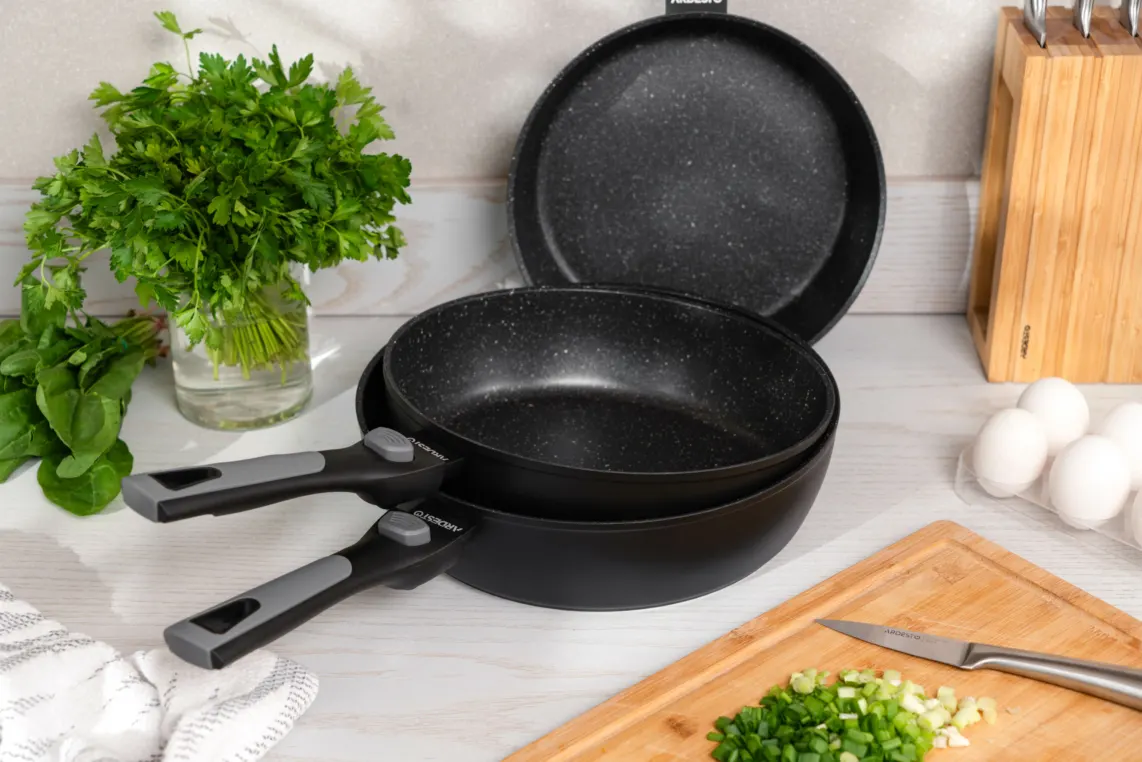 ტაფა Ardesto Deep Fry pan with removable handle Gemini Bari, 28cm, aluminium, black