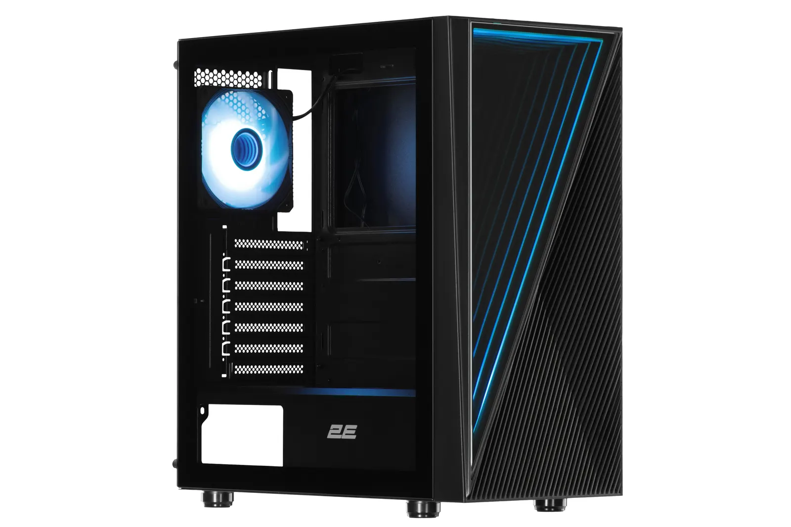 2E Gaming Computer case Infinity G205A, without PSU, 2xUSB 3.0, 1xUSB Type-C, 1x120mm ARGB, 2x120mm, ARGB strip, TG Side Panel, ATX, Black