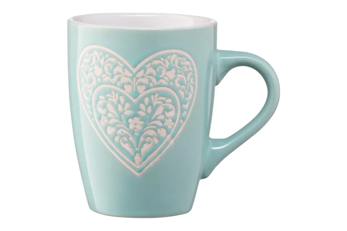 კათხა Mug ARDESTO Heart, 330ml, ceramics, light blue