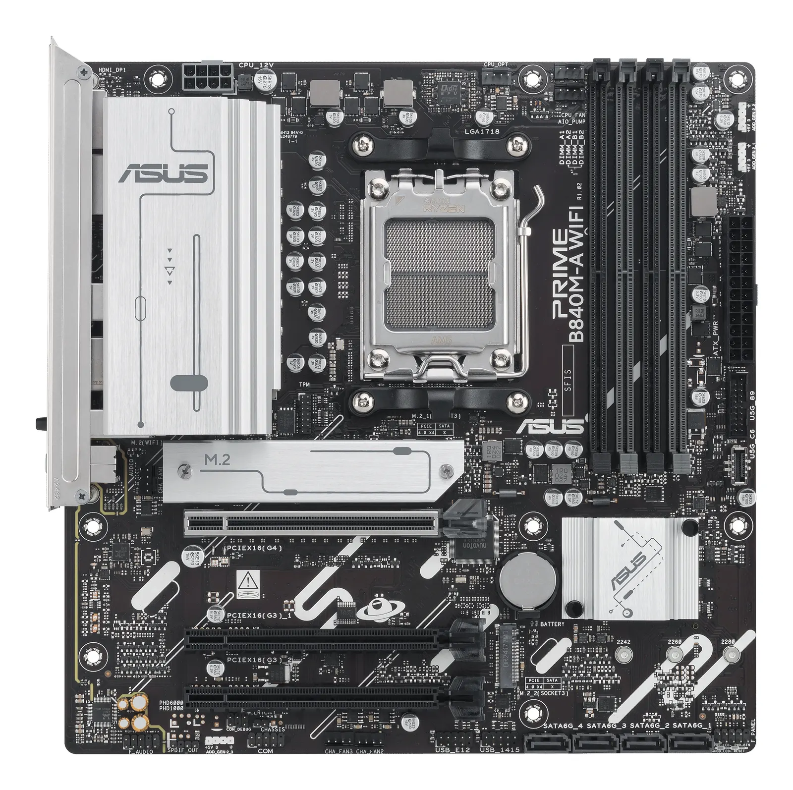 დედაპლატა ASUS Motherboard PRIME B840M-A WIFI sAM5 B840 4xDDR5 M.2 HDMI DP Wi-Fi BT mATX