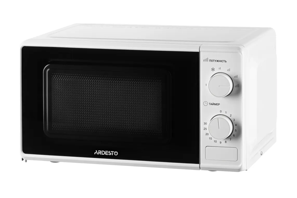 მიკროტალღური ღუმელი ARDESTO Microwave oven, 20L, mechanical control, 700W, button opening, white