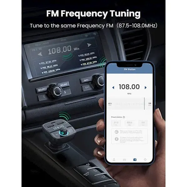 UGREEN CD229 Bluetooth Car Charger BT5.0, PD, QC3.0, USB Flash Drive, TF, Black (80910)