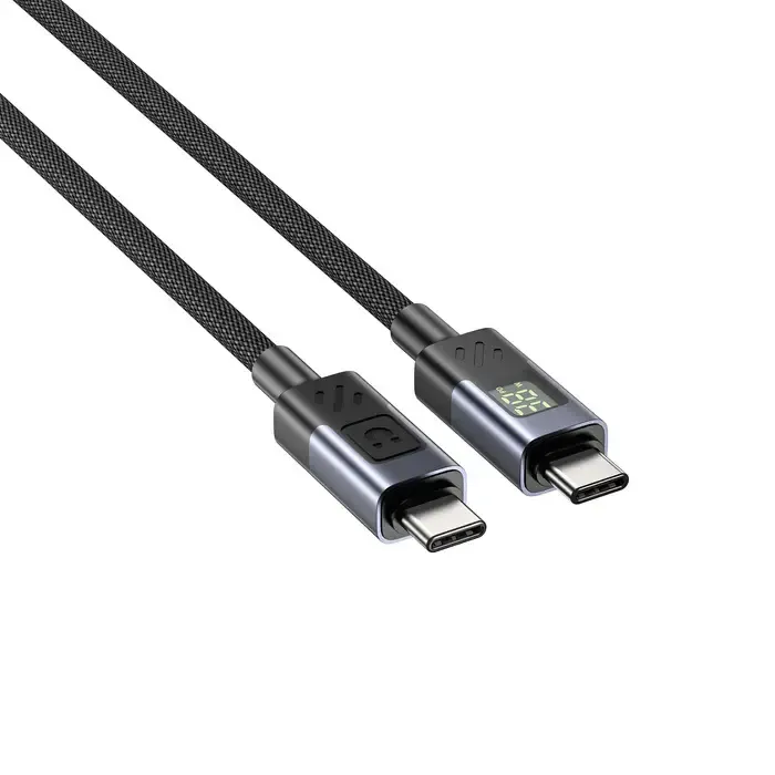 C14158ABK01-2M, UNITEK, Cable, 2M USB-C PD 60w charging, with LED Display, Nylon Braided, Black.