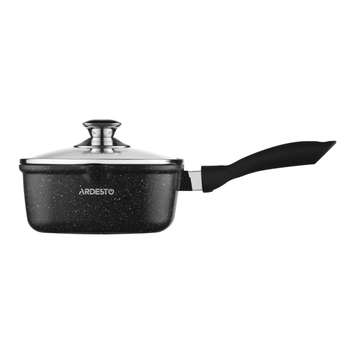 ქვაბი Saucepan with glass lid ARDESTO Gemini, 2l, aluminum, square, black
