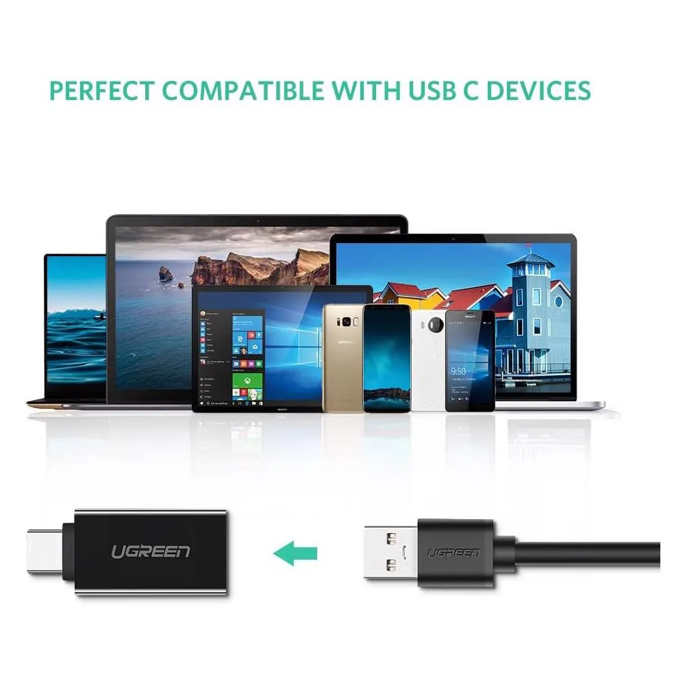 UGREEN US173 (20808), Type-C 3.1 Male To USB 3.0 female Adapter, Black