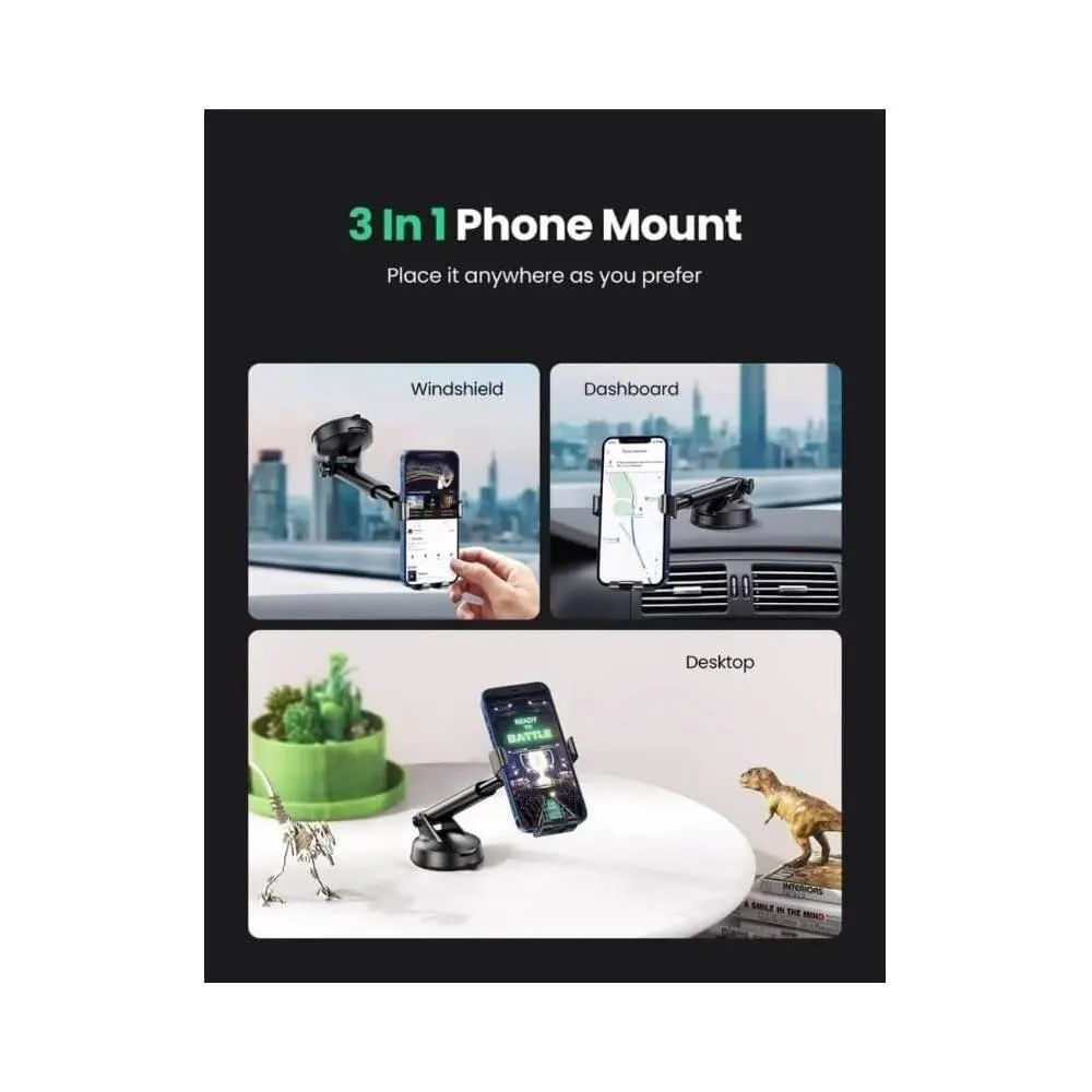 LP200, UGREEN, Holder, Gravity Phone Holder With Suction Cup, Black.
