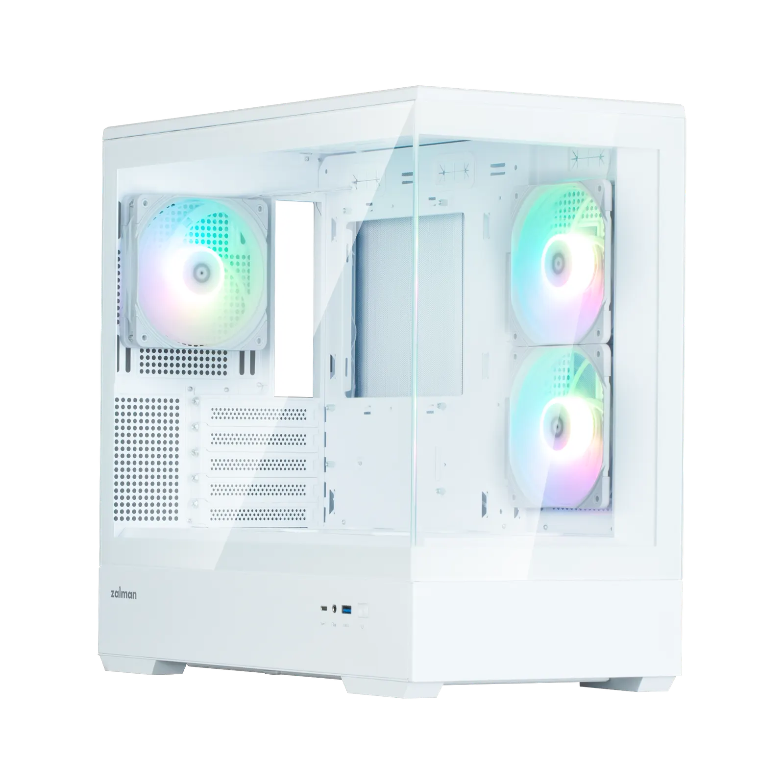 ქეისი Zalman Computer case P30 White V2, without PSU, 1xUSB3.0, 1xUSB Type-C, 3x120mm ARGB, TG Front/Side Panel, mATX, White