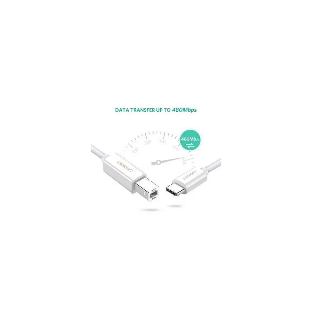 UGREEN US241 (40417), Printer Cable, Type-C to USB-B Cable, 1.5m, White
