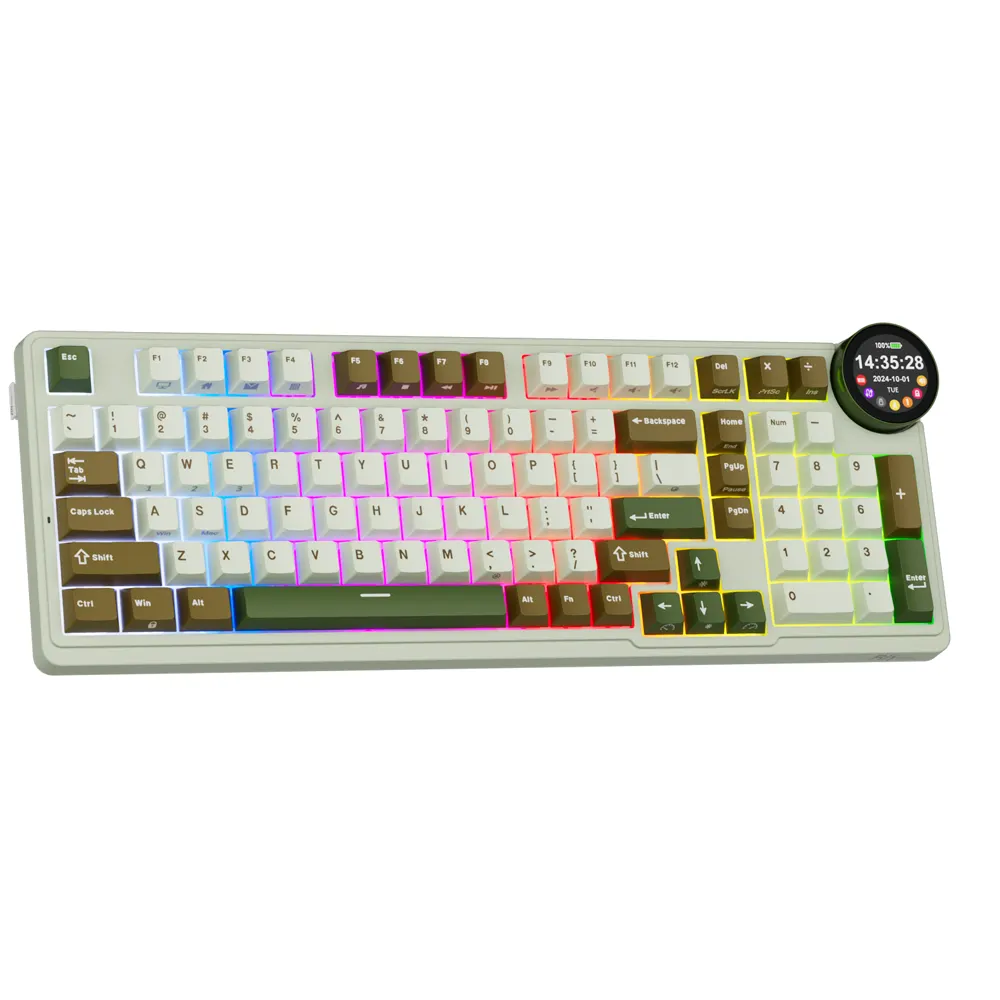 Royal Kludge RK N99 RGB Mechanical Keyboard, Cream Switch, Hot Swappable, Wireless, USB, Bluetooth, 2.4GHz, Palm Green