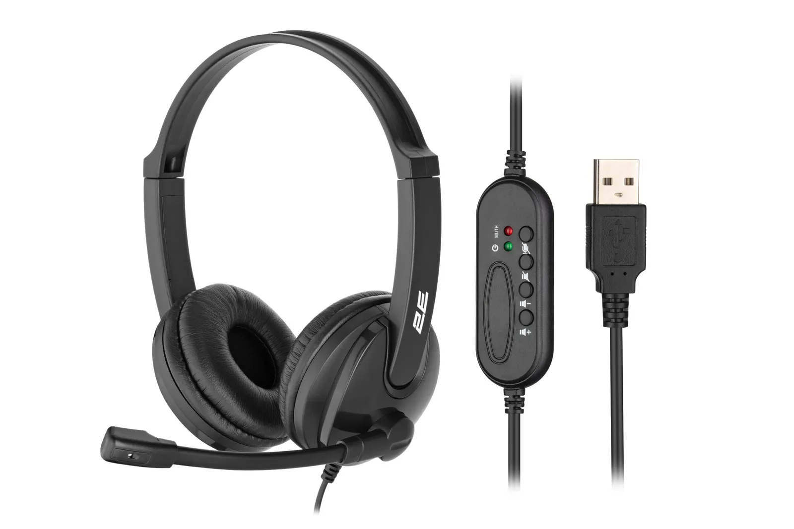ყურსასმენი 2E PC headset stereo On-ear CH12 USB, omni-mic, 2m, black