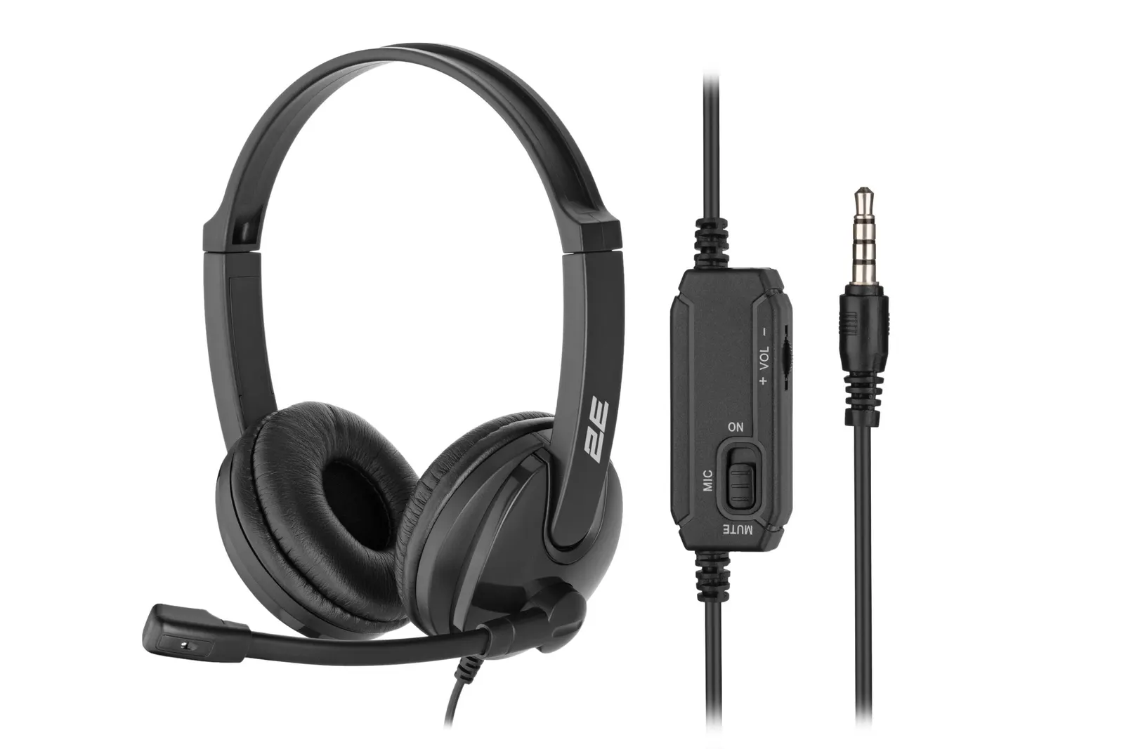 2E PC headset stereo On-ear CH12 mini-jack, omni-mic, 1.2m, black