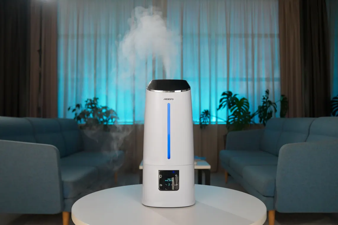ჰაერის დამატენიანებელი ARDESTO Air humidifier ultrasonic, 40m2, 6.5l, 390ml/h, electric. control, remote control, top. water bay, display, white