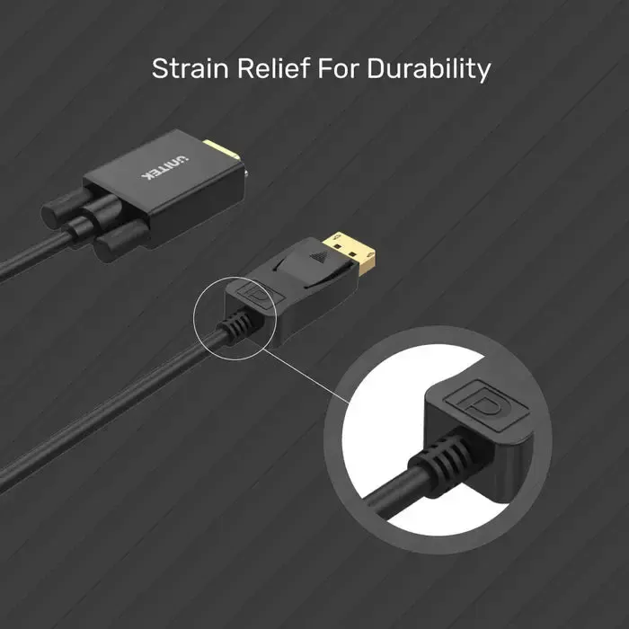 Y-5118F,UNITEK 1.8m Display Port Male to VGA Male Adapter