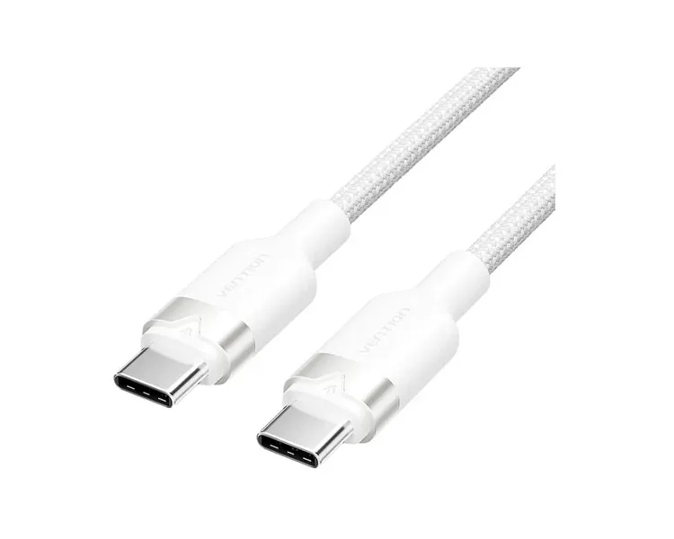 კაბელი Vention TRDWF USB 2.0 Type-C 60W PD Cable 1m White Aluminum