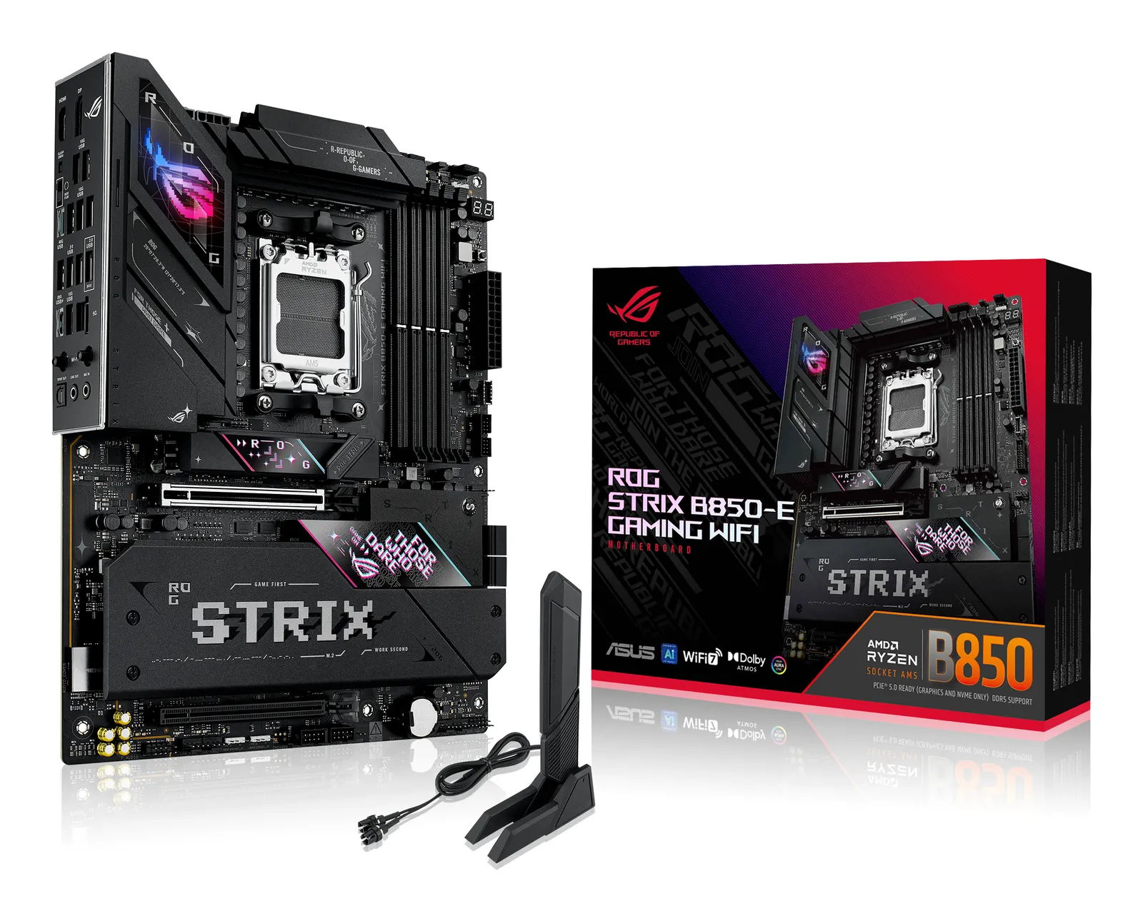 ASUS Motherboard ROG STRIX B850-E GAMING WIFI sAM5 B850 4xDDR5 M.2 HDMI DP USB Type-C Wi-Fi BT ATX