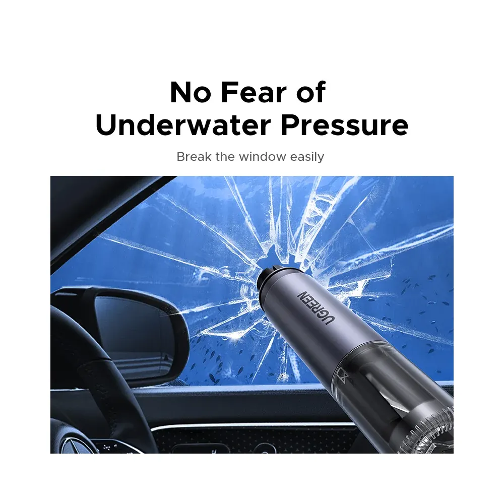 ავტომობილის უსაფრთხოების ჩაქუჩი UGREEN LP821 (35347), Car Safety Hammer, Grey/Black