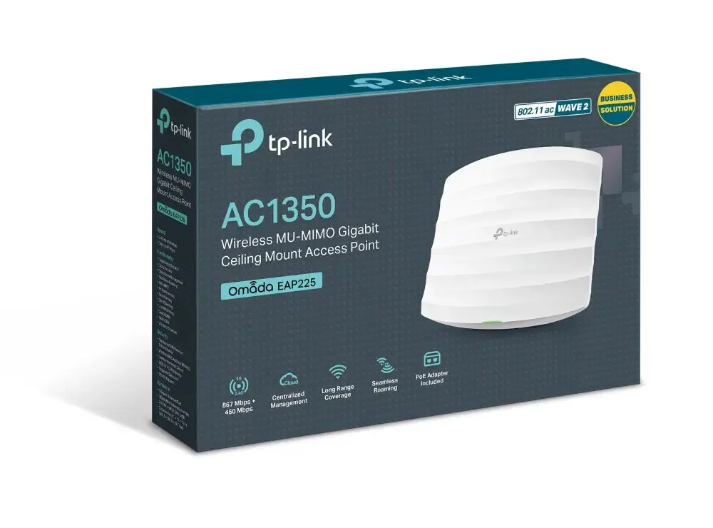 TP-Link, EAP225, AC1350 Wireless MU-MIMO Gigabit Ceiling Mount Access Point
