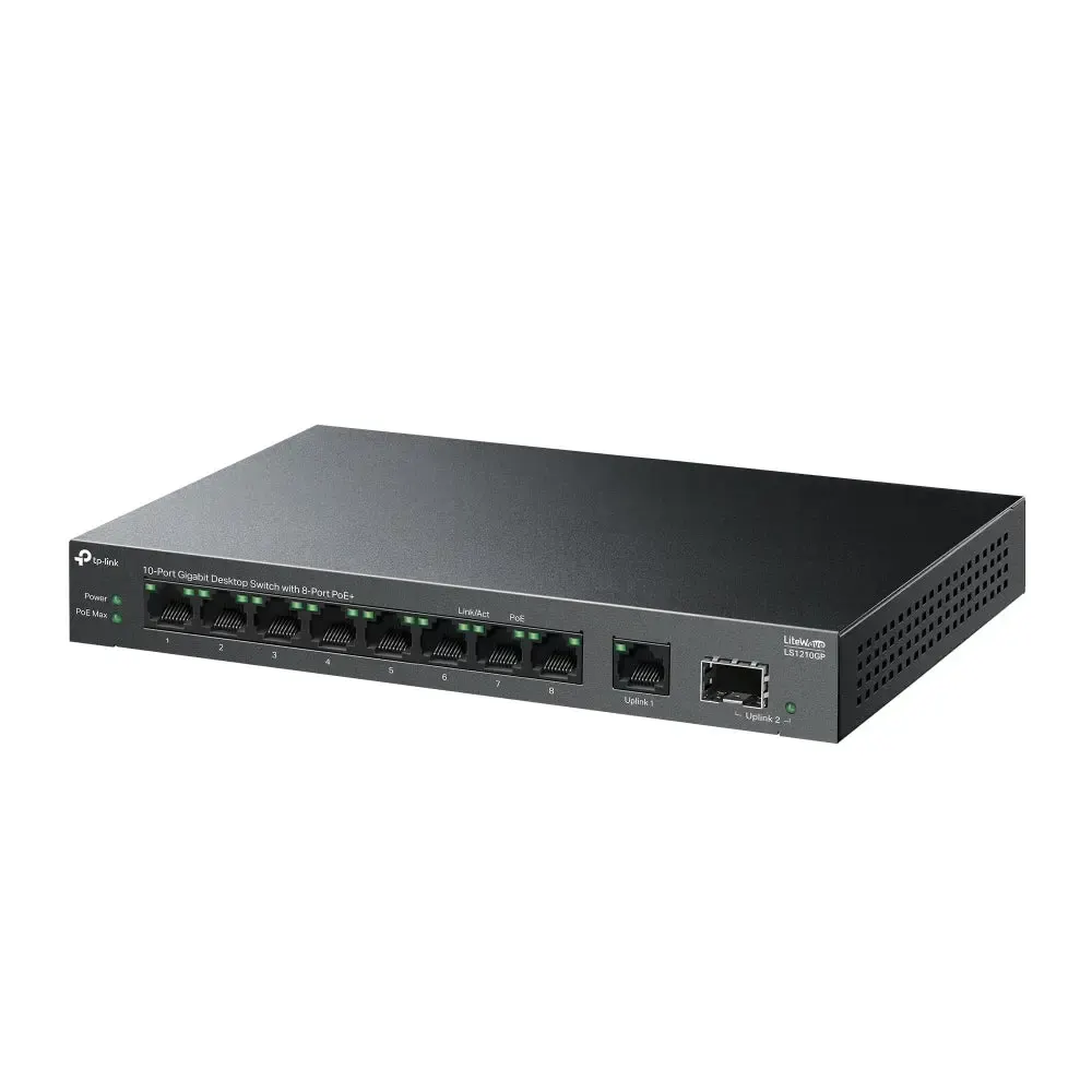 PoE სვიჩი TP-Link, LS1210GP, 9-Port Gigabit Desktop Switch with 8-Port PoE+