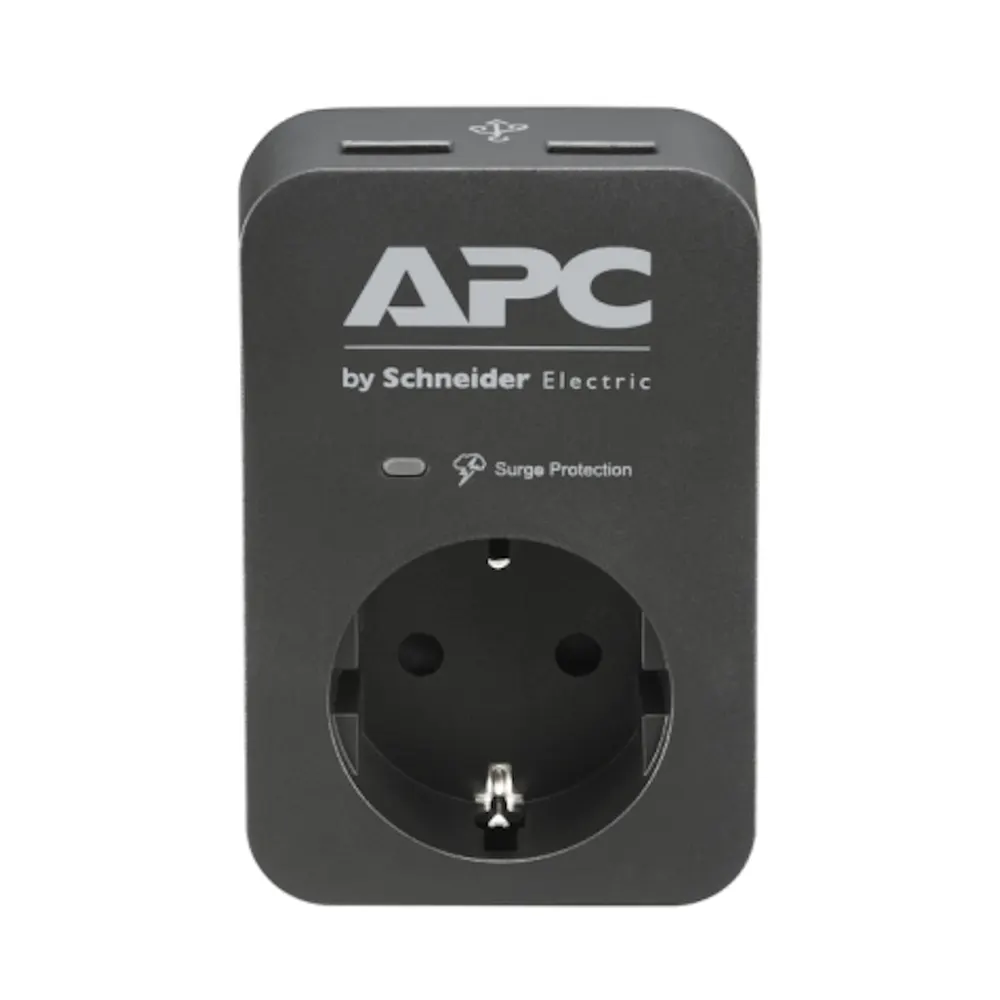 Adapter APC PME1WU2B-GR Essential, 1 Socket, USB-A, Black