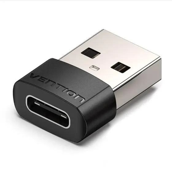 Type-C ადაპტერი CDWB0 VENTION USB 2.0 Male to USB-C Female Adapter Black PVC Type