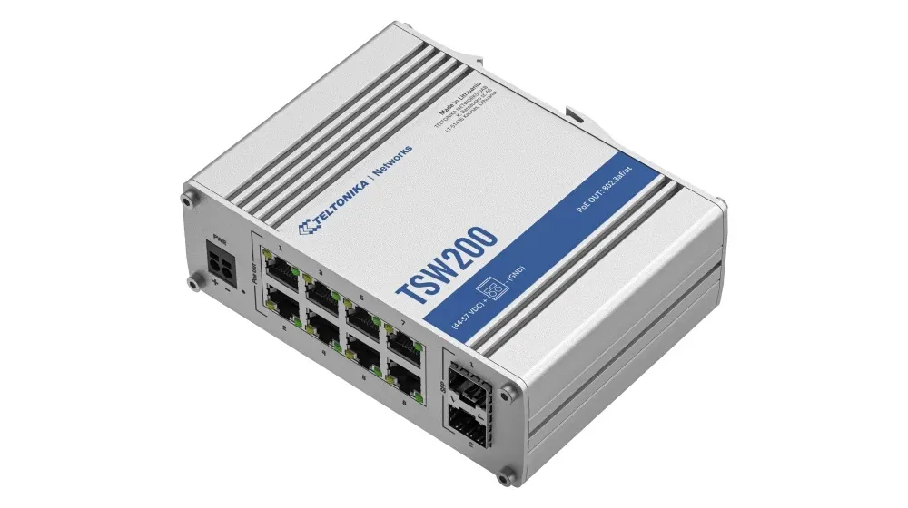 PoE+ Switch 8 10/100/1000, 2 SFP ports, Teltonika TSW200
