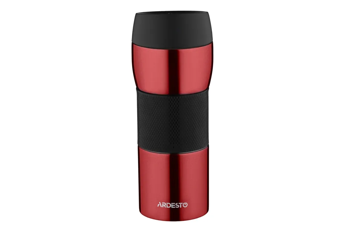 თერმოჭიქა ARDESTO Travel mug Easy travel 450 ml, red, silocone, s/s