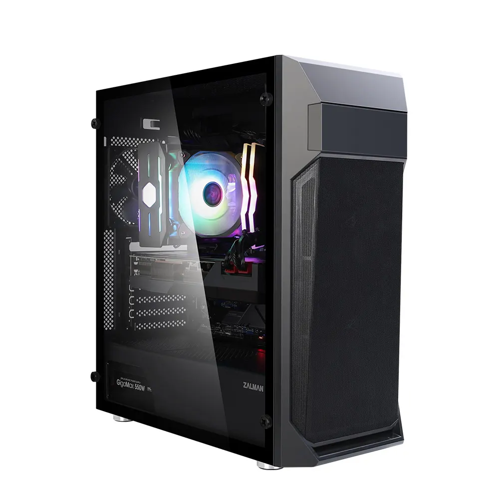 ქეისი Zalman PC case Z1 Plus without PSU, 2xUSB3.0, 1xUSB2.0, 3x120mm, VGA 385mm, LCS ready, TG Side Panel, ATX, black