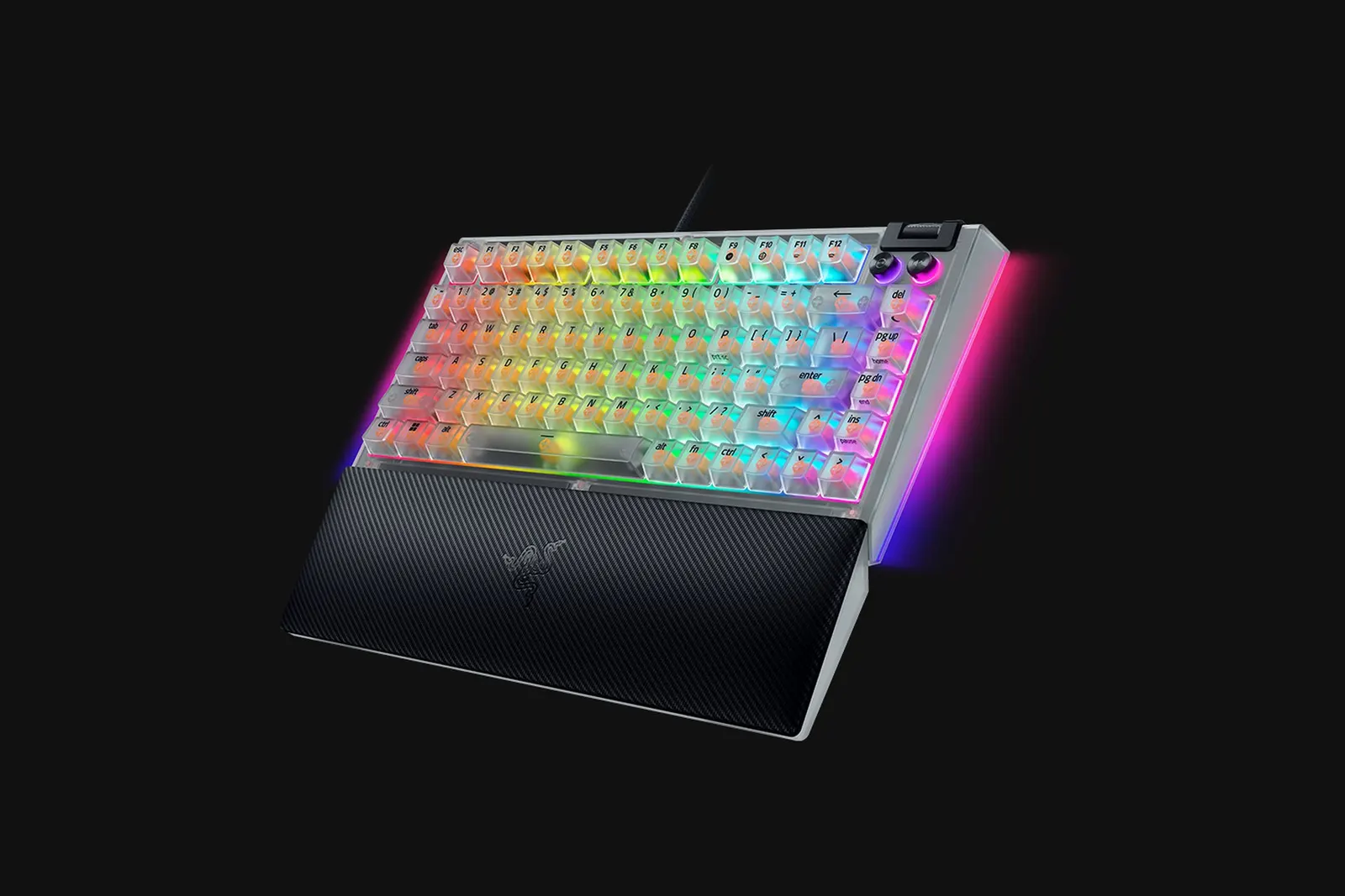 კლავიატურა Razer Keyboard BlackWidow V4 75% RGB 83key Mechanical Tactile Switch GEN-3, USB-A, EN, Phantom White Ed