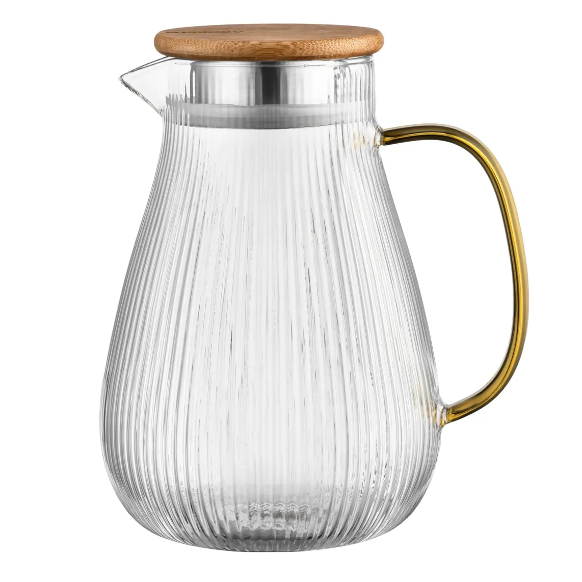 დოქი Pitcher with lid ARDESTO 1480ml, borosilicate glass, stainless steel, bamboo, transparent