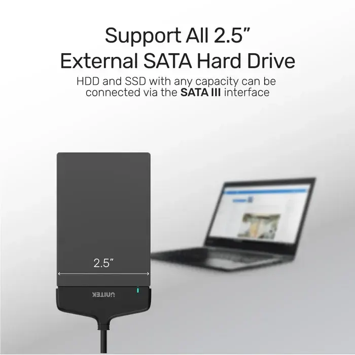 დისკის ყუთი Y-1096, UNITEK USB USB-C 5Gbps To SATA 6G Adapter, Black