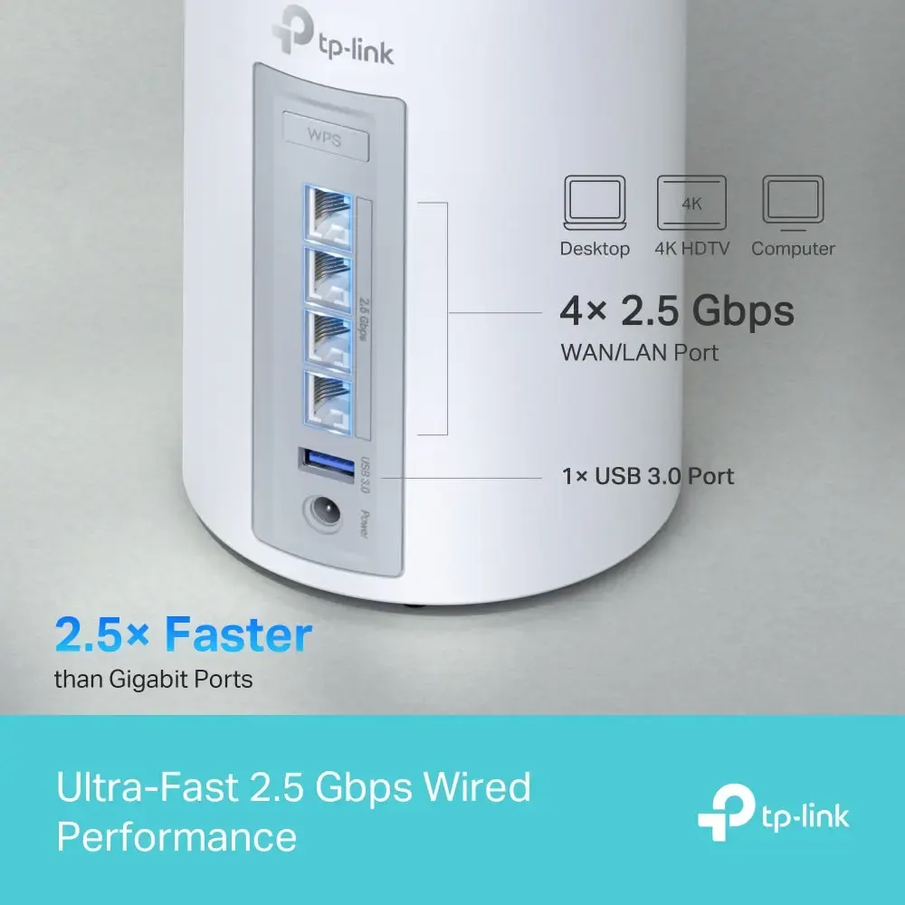 TP-LINK, Deco BE65(1-pack), BE9300 Whole Home Mesh WiFi 7 System