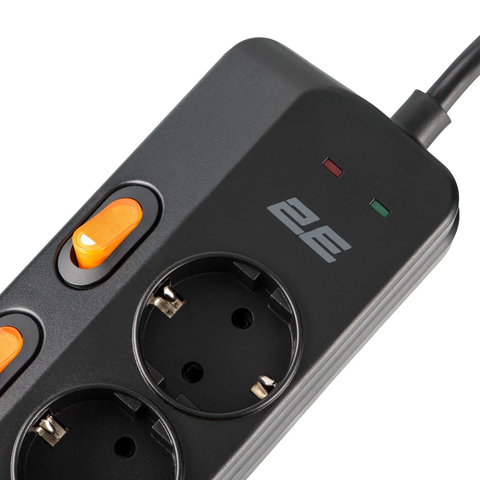 დამაგრძელებელი 2E Power strip with surge protection, 3m, 6xTypeF, 16A, 2xUSB-A, 1xUSB-C, black