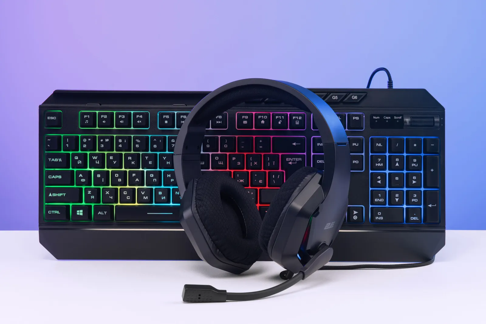 2E GAMING Membrane keyboard KG315 110key, USB-A, EN/UA, RGB, black