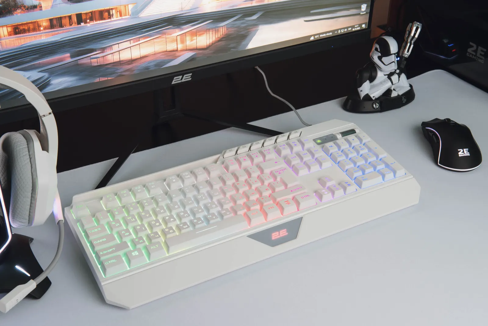 2E GAMING Membrane keyboard KG315 110key, USB-A, EN/UA, RGB, white