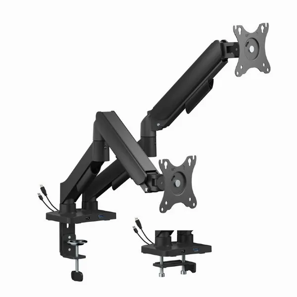 მონიტორის საკიდი Gembird double monitor mounting arm with USB ports 17"-32"