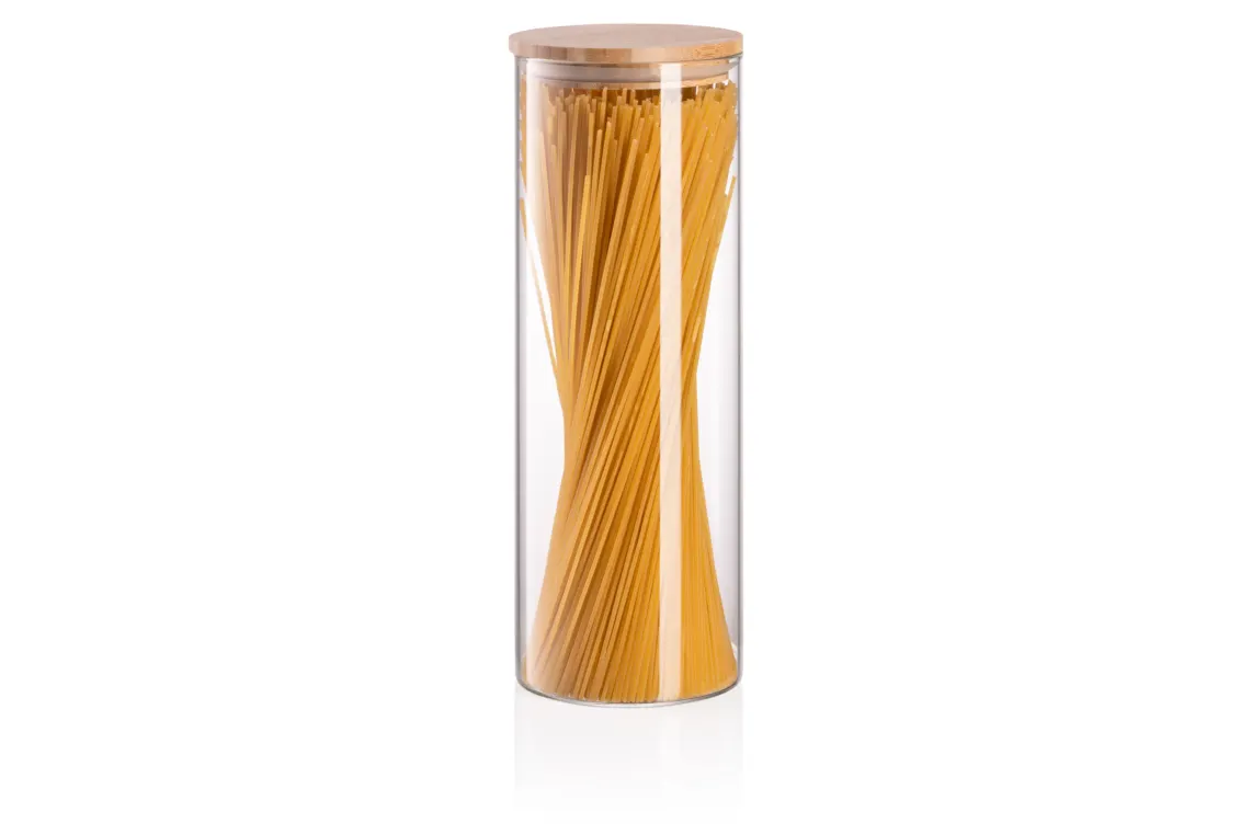 შუშის ქილა Ardesto Jar Midori, 1300ml, glass, bamboo, round, transparent