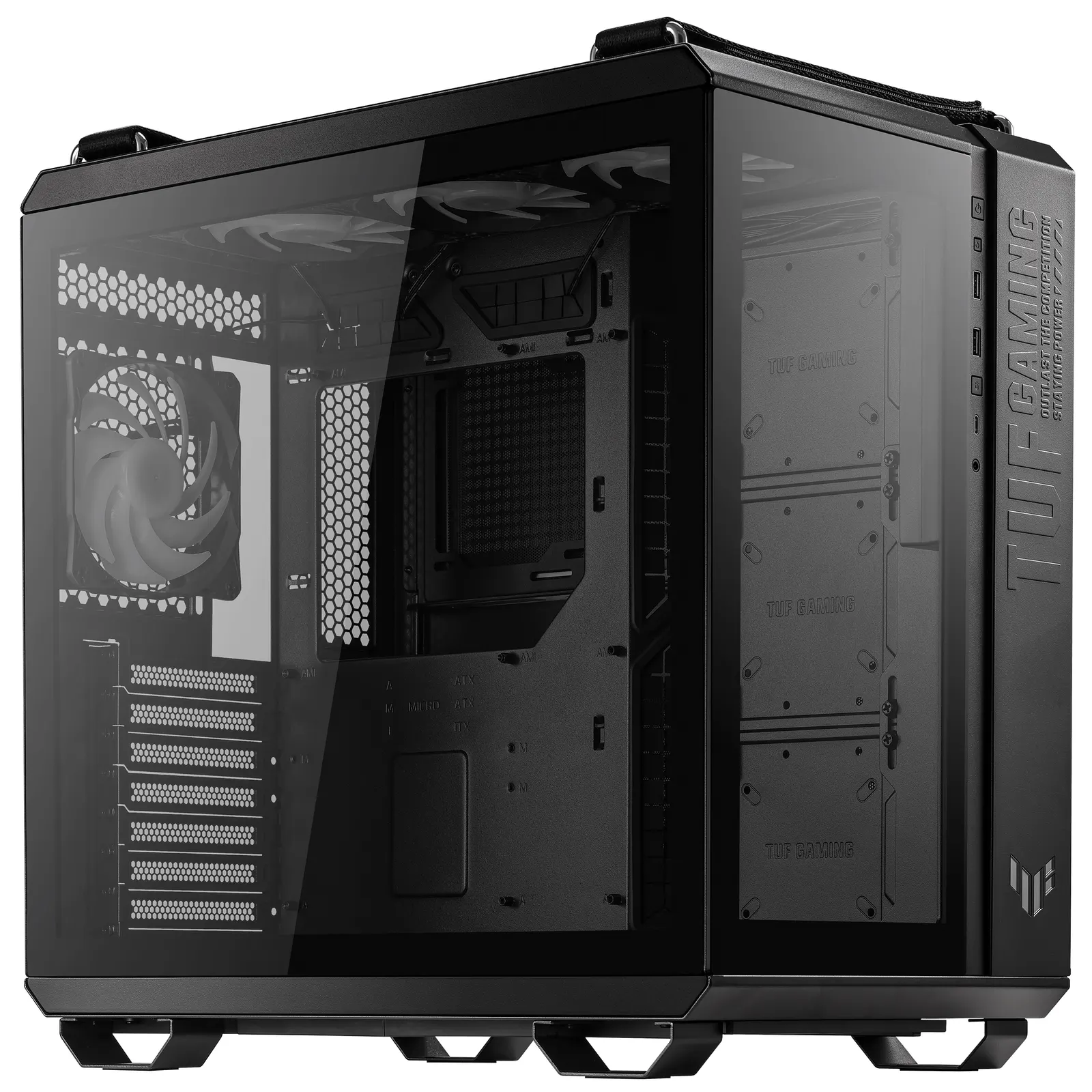 ASUS TUF Gaming GT502 PLUS – Mid Tower | ATX/mATX/Mini-ITX | TG | 4×120mm Fans (3×120mm Top + 1×120mm Rear) | Dual Chamber Design | GPU 400mm | CPU