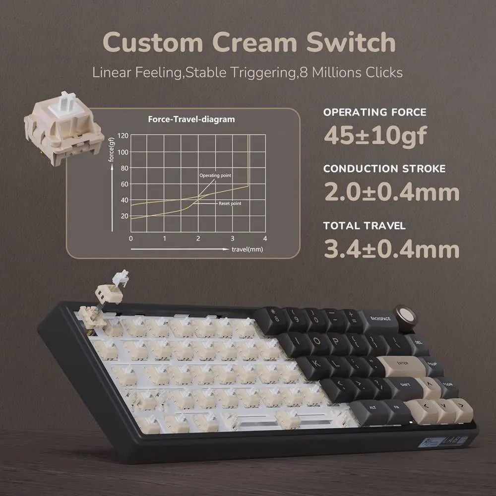 კლავიატურა Royal Kludge RK R65 RGB Mechanical Keyboard, Chartreuse switch, Hot Swappable, Type-C wired, Phantom