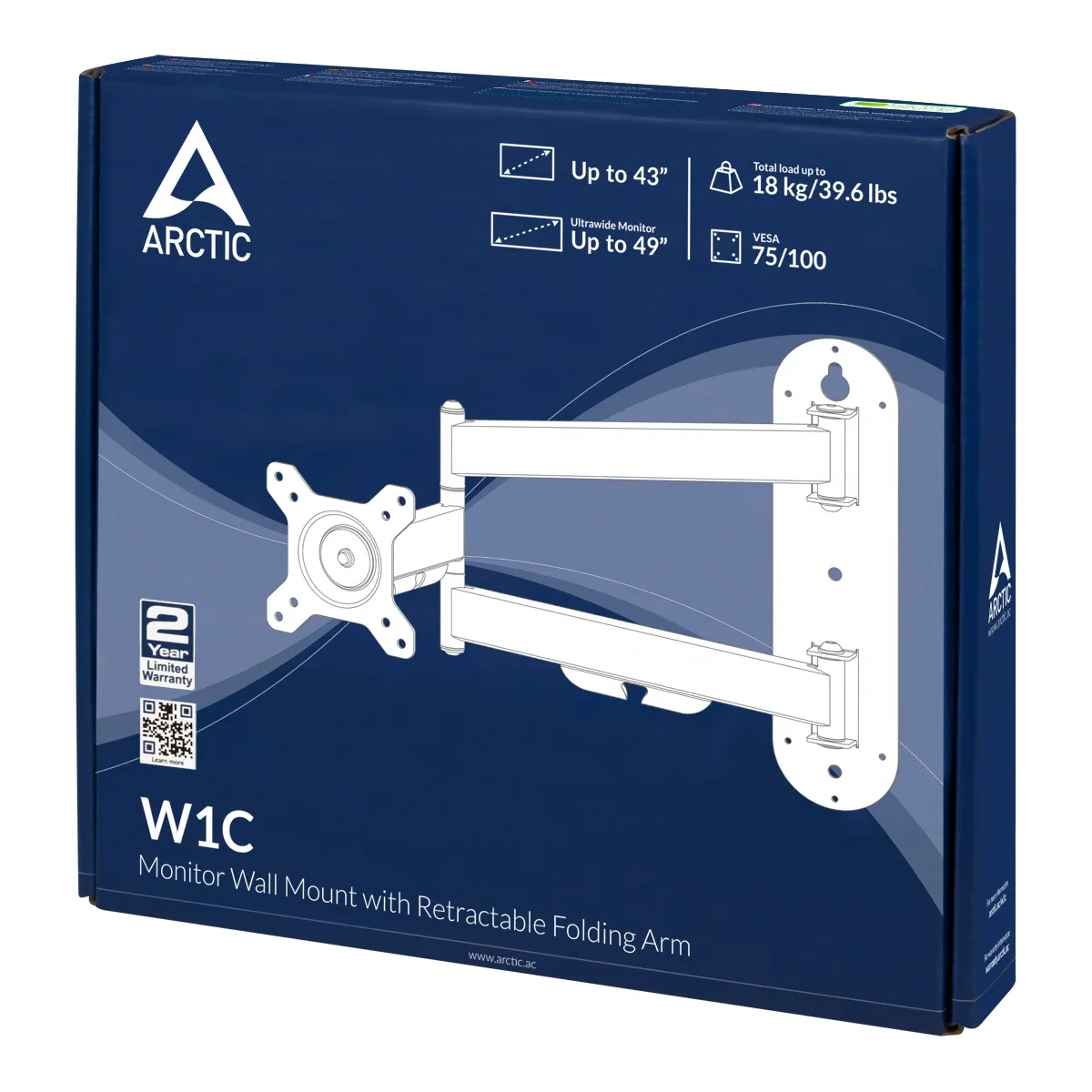 მონიტორის საკიდი Arctic W1C Wall Mount Arm 43"-49"