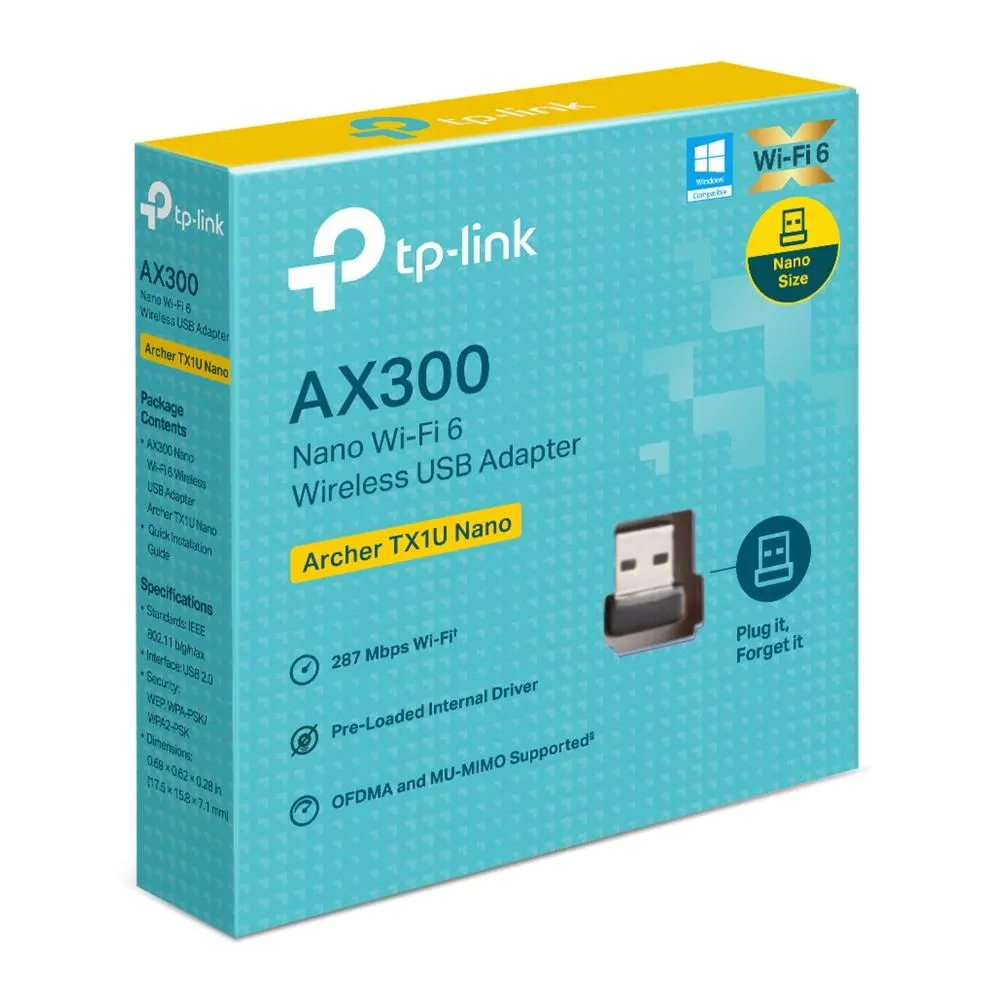 TP-Link, Archer TX1U Nano, USB Adapter, AX300 Nano Wi-Fi 6