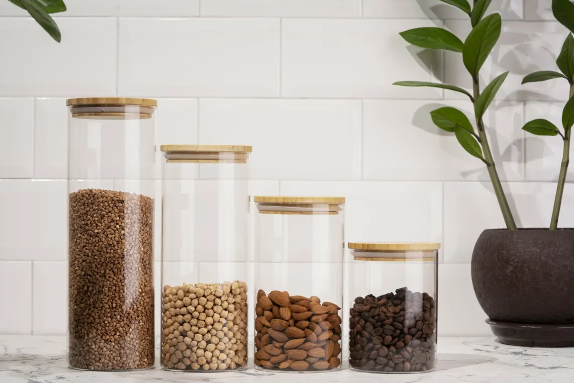 შუშის ქილა Ardesto Jar Midori, 540ml, glass, bamboo, round, transparent