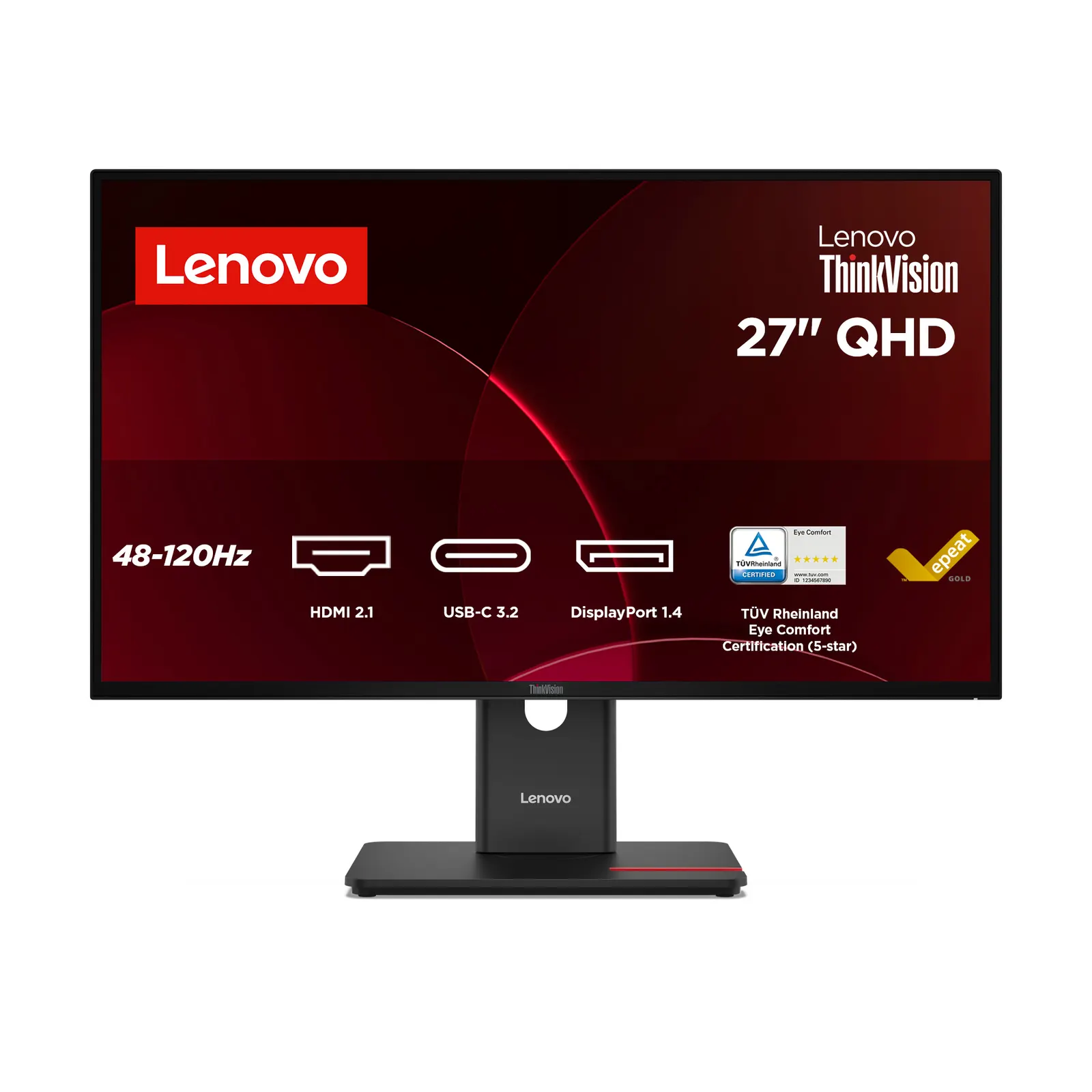 მონიტორი Lenovo ThinkVision T27Q-40, 27"2560x1440, IPS,120Hz,4ms, 1x HDMI,1x DP, 3xUSB-A,1xUSB-C,1xUSB-B, Tilt,Swivel,Pivot,HAS,3Y
