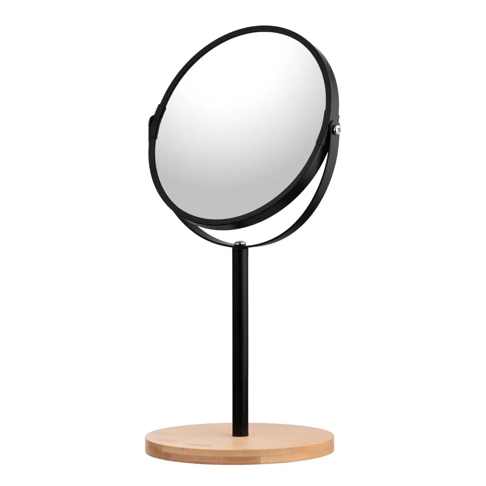 სარკე Mirror on stand Ardesto, 19x15x34.5cm, glass, bamboo, metal, plastic, black