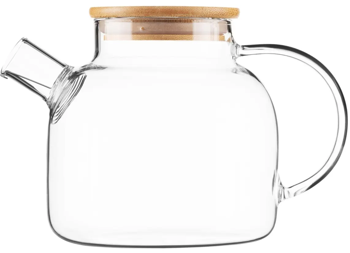 ჩაიდანი Ardesto Teapot Gemini 1200ml, borosilicate glass, bamboo, transparent