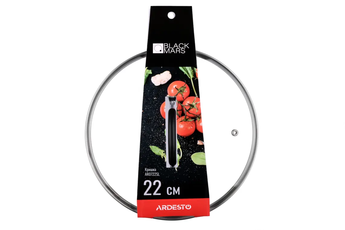 Ardesto Lid Black Mars 22cm, glass, stainless steel, silicone