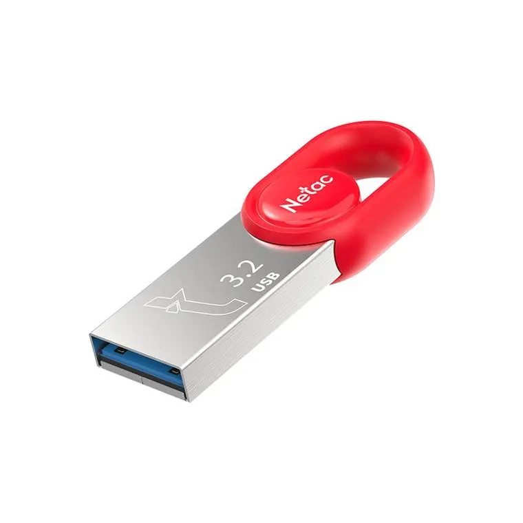 USB ფლეშ მეხსიერება NETAC, UM2, 128GB, USB 3.2, Red
